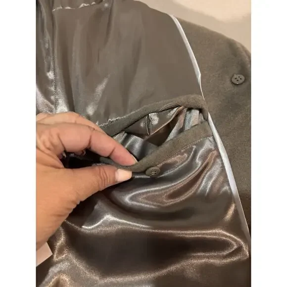 DKNY Womens Wool Blend Peacoat Trench Coat Brown/Green Size Medium - Picture 11 of 14